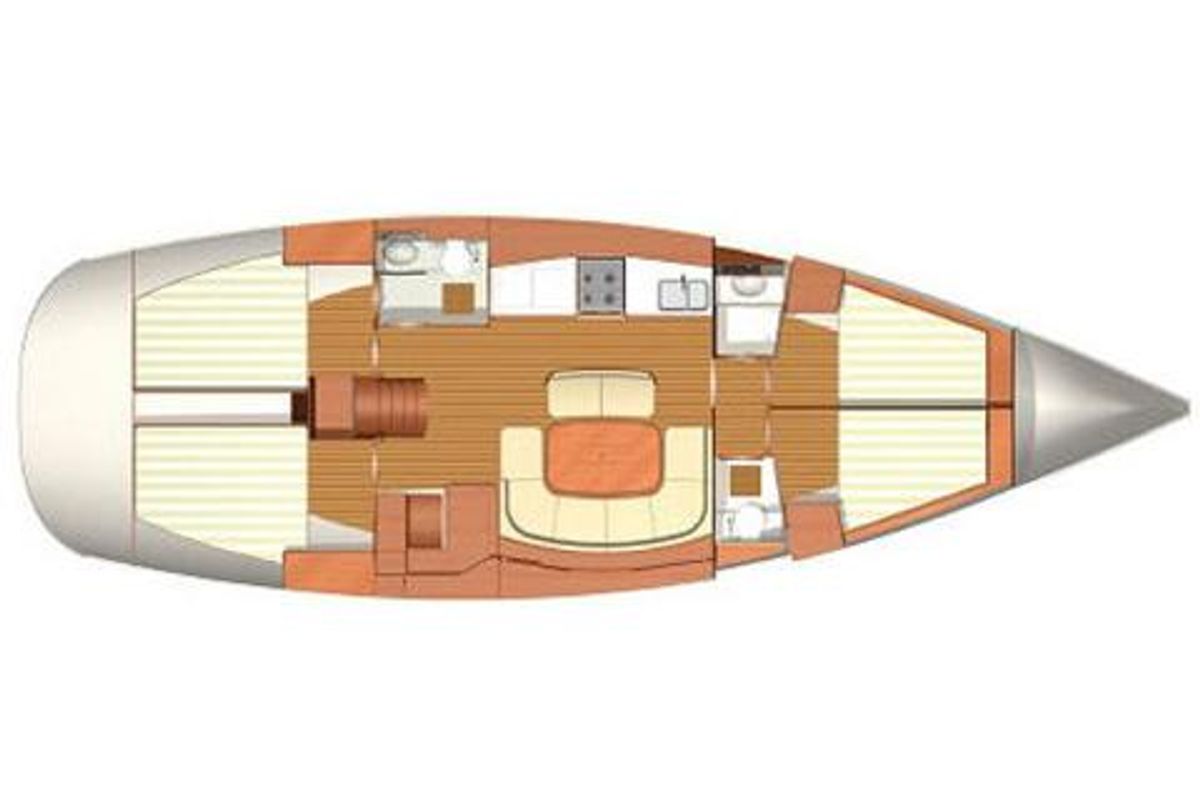 Floor plan of Max, a Dufour 455 sailboat at Kalkara, Malta