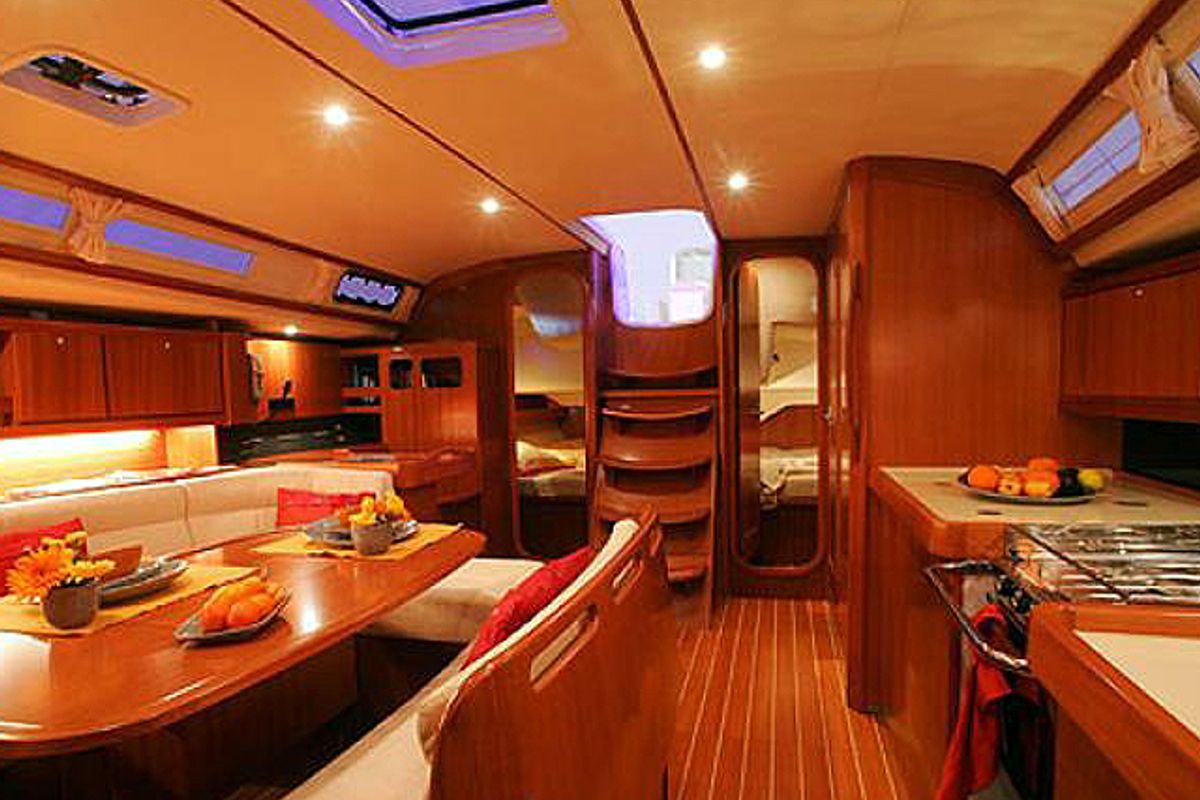 Salon of Max, a Dufour 455 sailboat at Kalkara, Malta