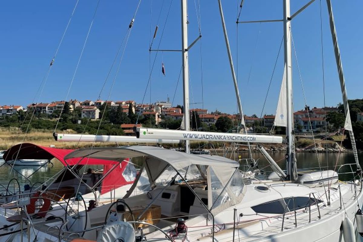 Exterior view of Aquaholic, a Elan 434 Impression sailboat at Grad Pula, Croatia