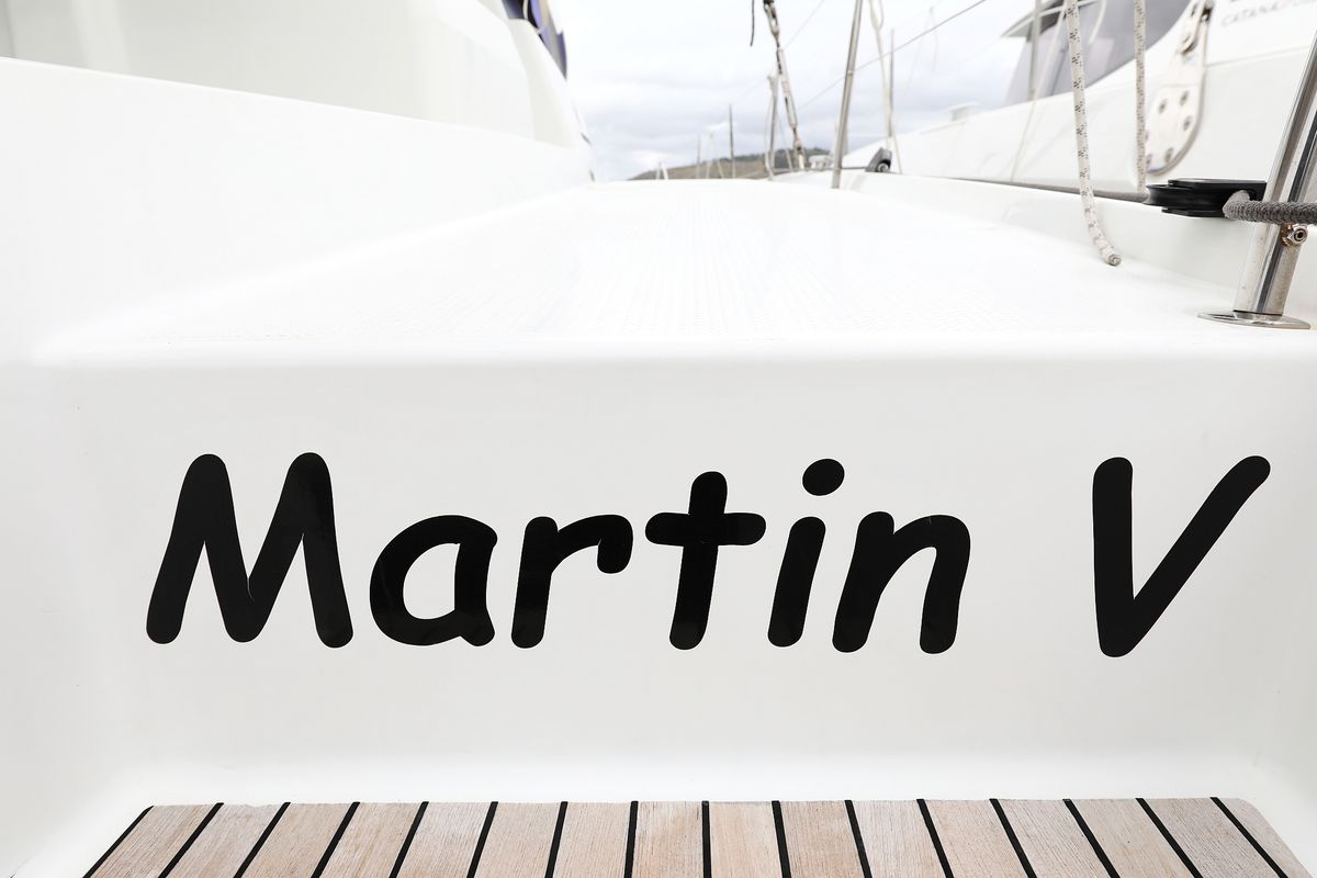 Martin V, a Fountaine Pajot Saona 47 Quintet catamaran at Općina Rogoznica, Croatia