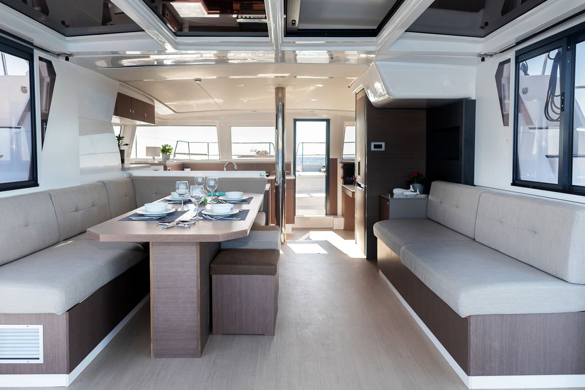 Salon of Kos 42.3, a Bali 4.2 catamaran at Municipal Unit of Lefkada, Greece