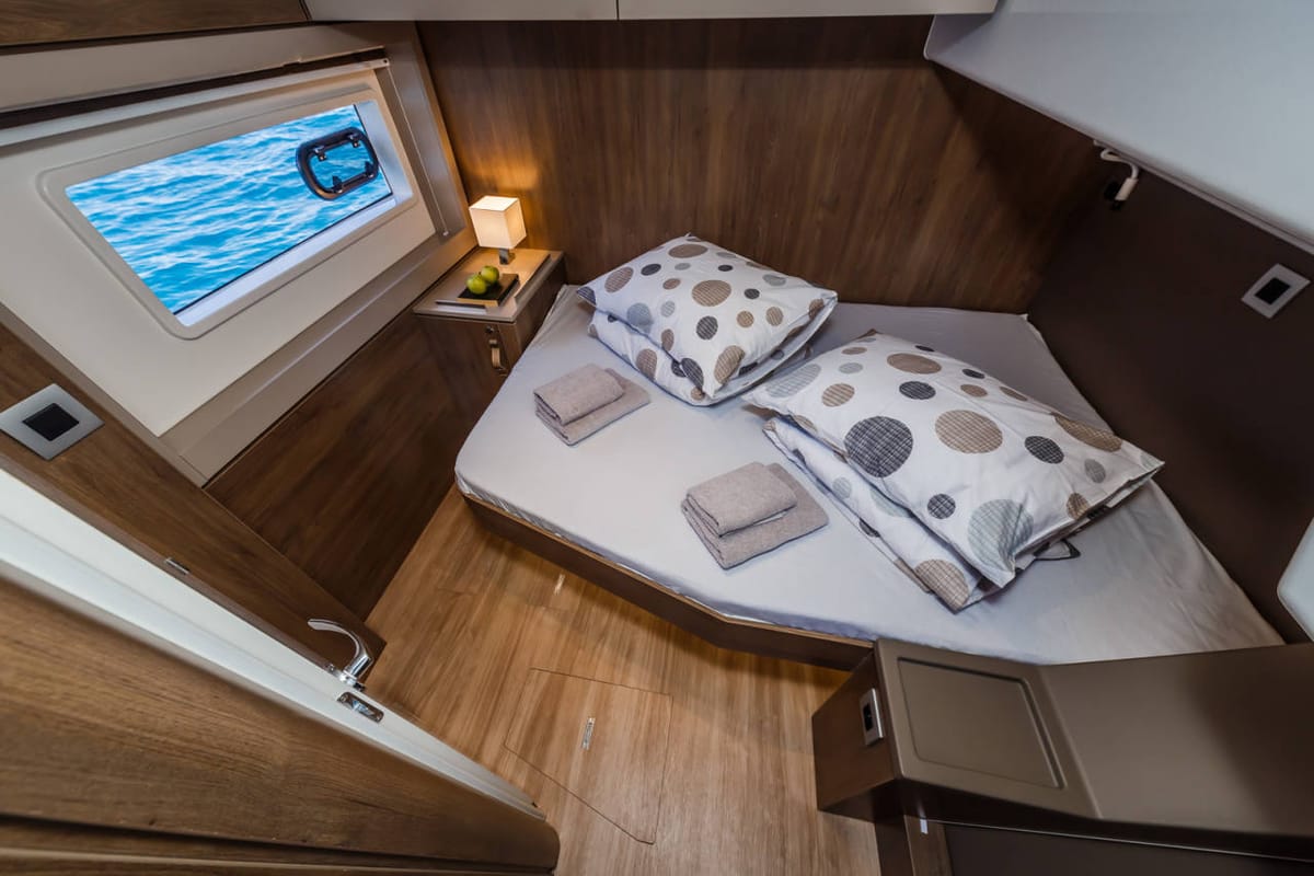 Cabin on Mirage, a Bali 4.6 catamaran at Fethiye, Turkey