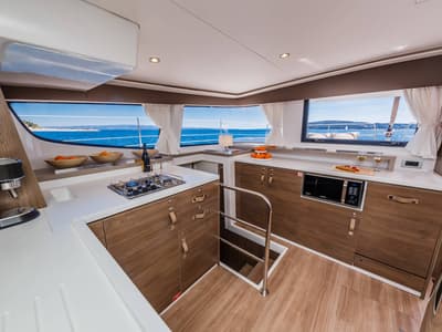Galley of Mirage, a Bali 4.6 catamaran at Fethiye, Turkey