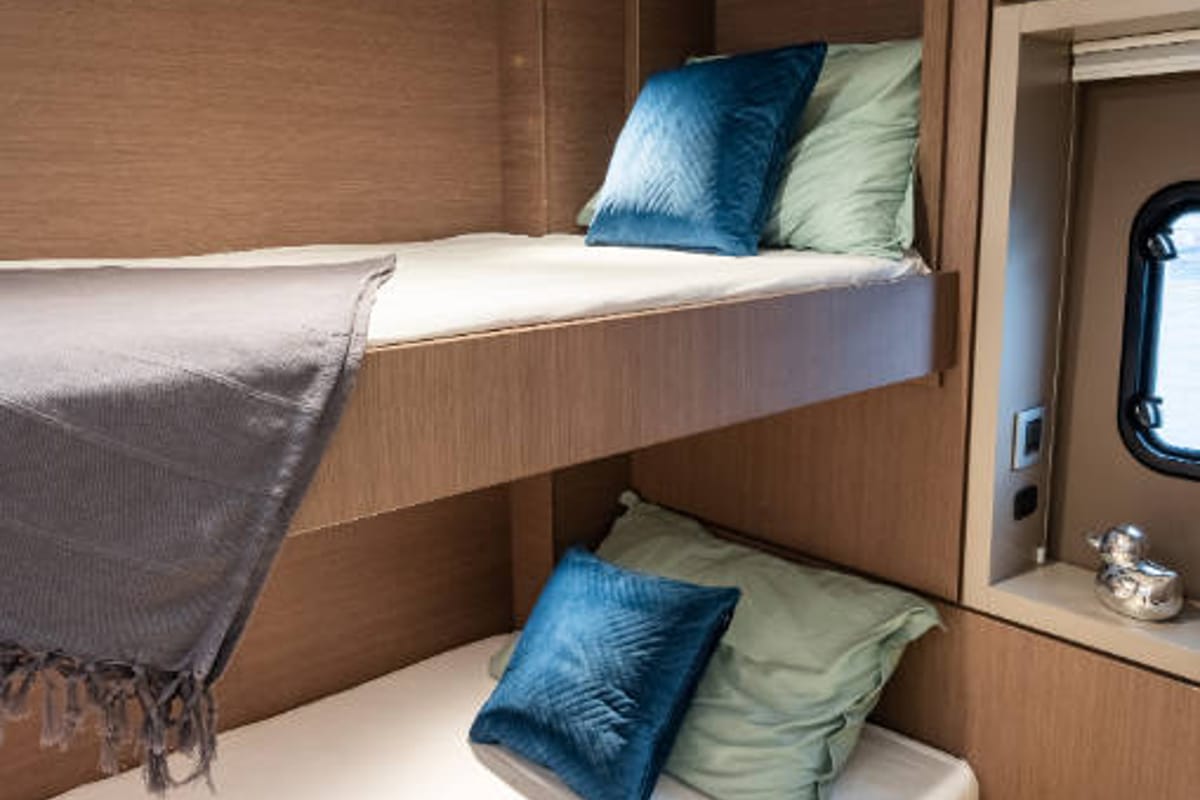 Cabin on Mirage, a Bali 4.6 catamaran at Fethiye, Turkey