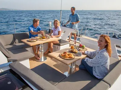 Deck of Amber - OW, a Hanse Yachts Hanse 510 sailboat at Grad Kaštela, Croatia
