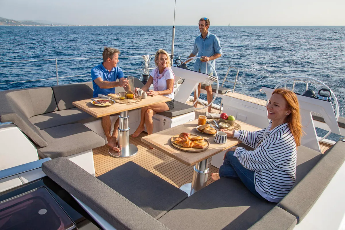 Deck of Amber - OW, a Hanse Yachts Hanse 510 sailboat at Grad Kaštela, Croatia