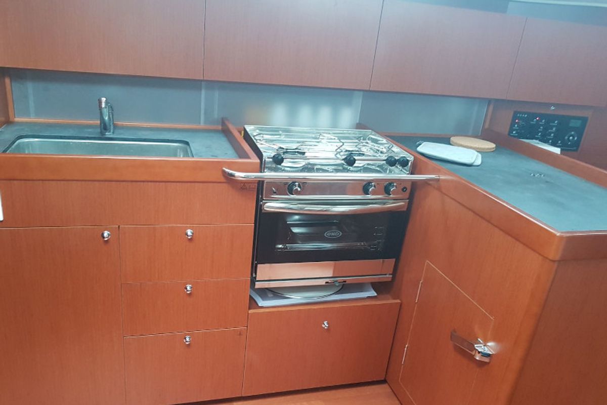 Galley of Gloria, a Beneteau Oceanis 41.1 sailboat at Puntone di Scarlino, Italy
