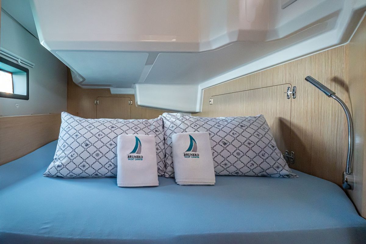 Cabin on Windchaser, a Bavaria C38 sailboat at Zadar, Croatia