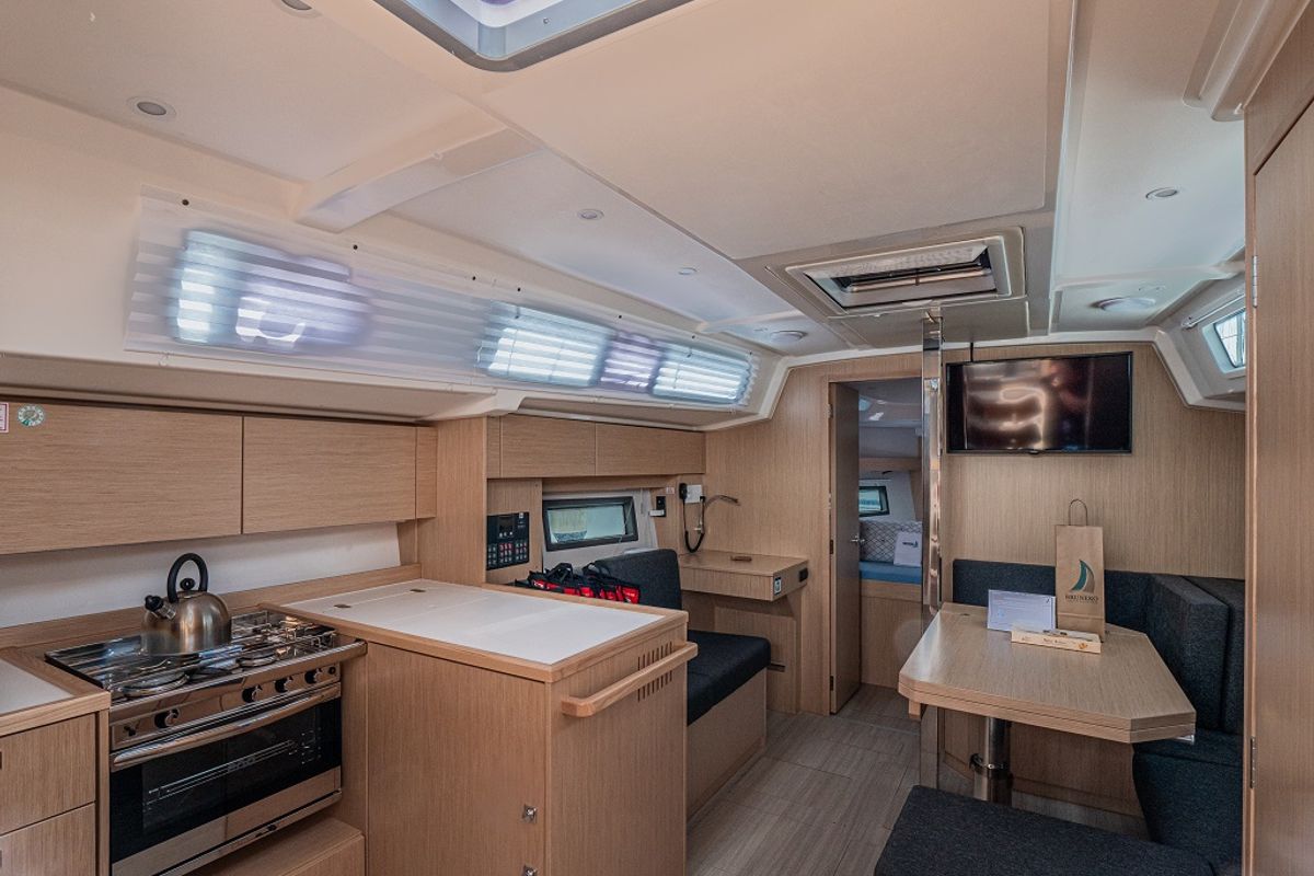 Galley of Windchaser, a Bavaria C38 sailboat at Zadar, Croatia