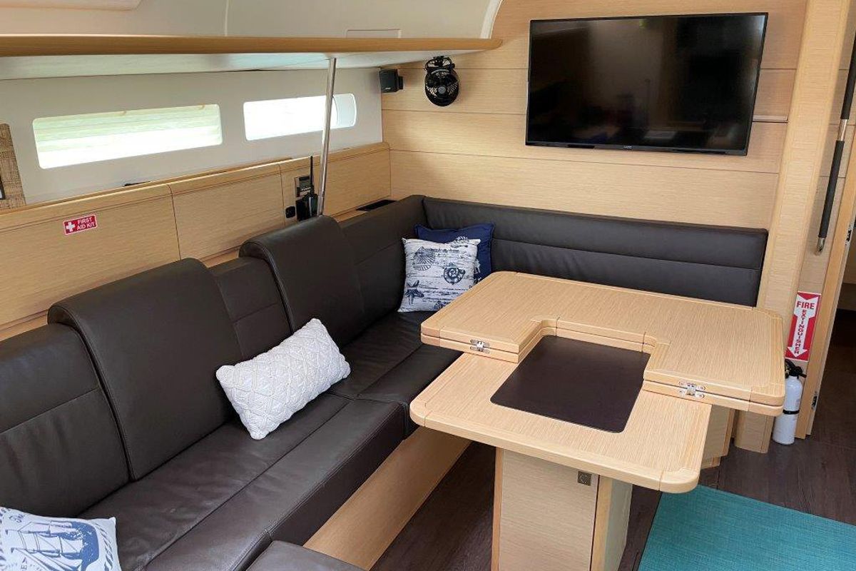 Salon of Oxygen, a Jeanneau Sun Odyssey 519 sailboat at Road Town, British Virgin Islands