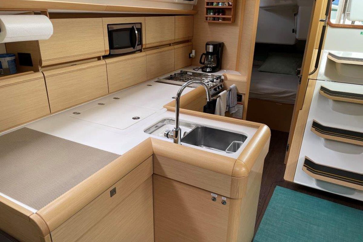 Galley of Oxygen, a Jeanneau Sun Odyssey 519 sailboat at Road Town, British Virgin Islands