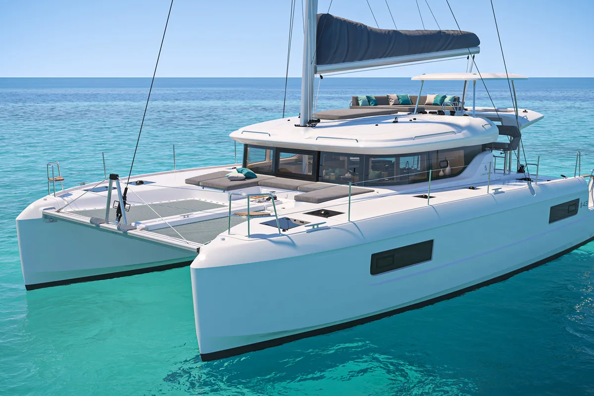 Exterior view of Aelia, a Lagoon 43 catamaran at Volos Municipality, Greece