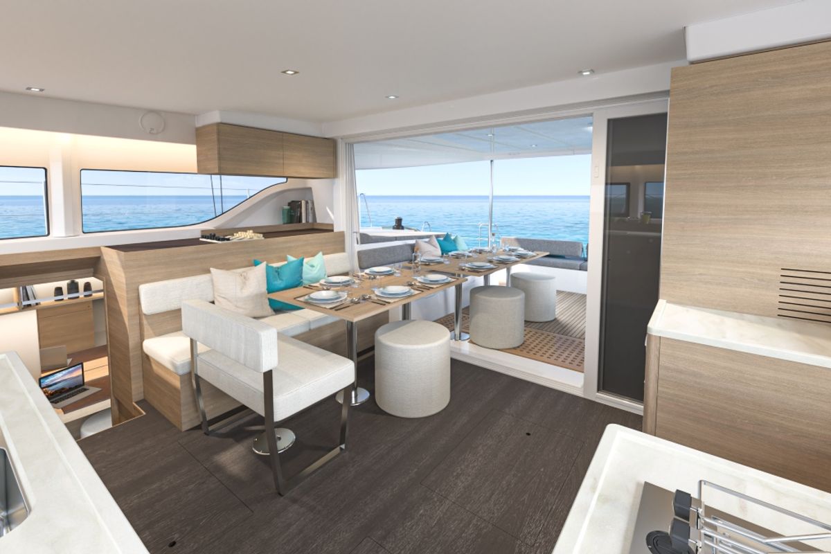 Salon of Aelia, a Lagoon 43 catamaran at Volos Municipality, Greece