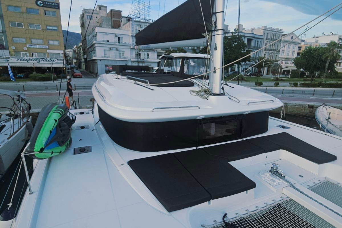 Deck of Aelia, a Lagoon 43 catamaran at Volos Municipality, Greece