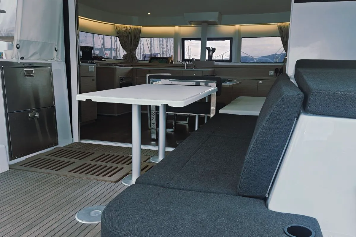 Deck of Aelia, a Lagoon 43 catamaran at Volos Municipality, Greece
