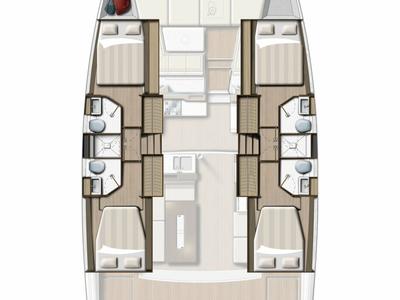 Floor plan of Aquilon, a Bali 4.2 catamaran at Plan-d'Aups-Sainte-Baume, France