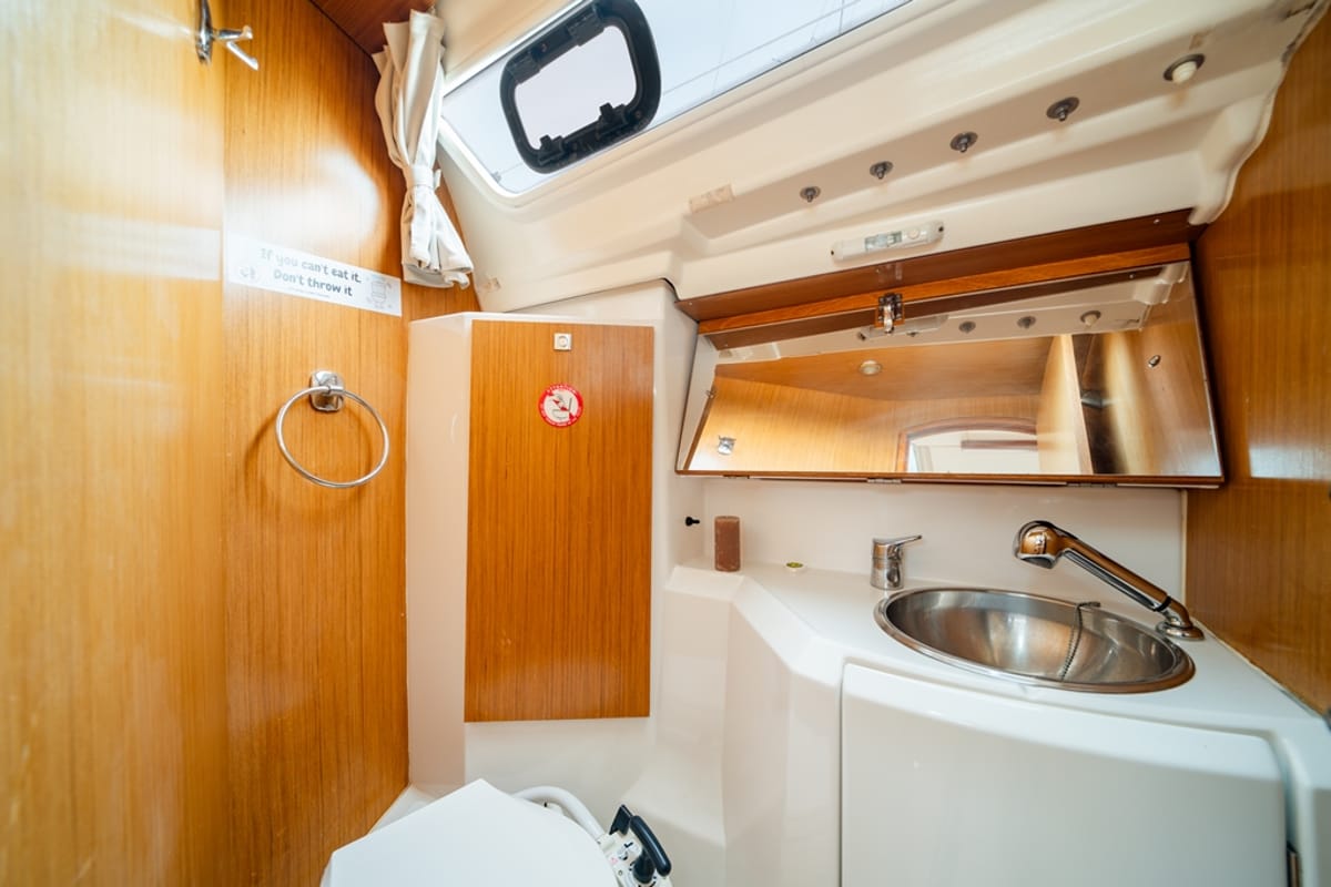 Head on Dione, a Jeanneau Sun Odyssey 36i sailboat at Lavreotiki Municipal Unit, Greece
