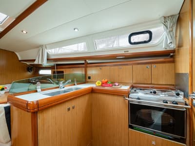 Galley of Dione, a Jeanneau Sun Odyssey 36i sailboat at Lavreotiki Municipal Unit, Greece