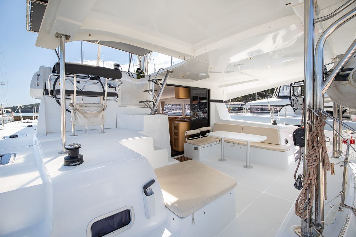 Deck of Mare Solero, a Lagoon 42 catamaran at Općina Medulin, Croatia