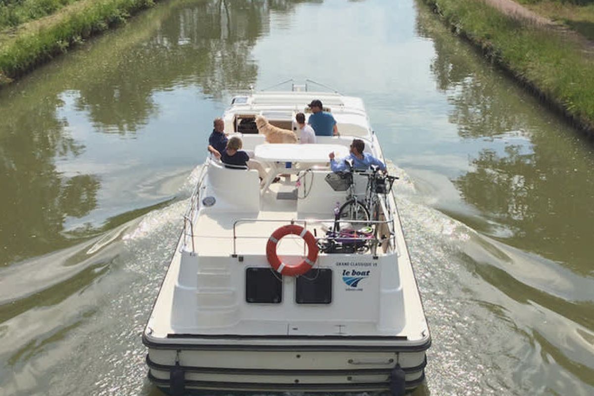 Exterior view of Grand Classique - Budget 11, a Gulet Grand Classique motorboat at Rheinsberg, Germany