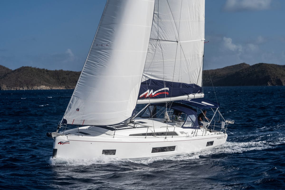 Exterior view of Moorings 46.3 Exclusive, a Beneteau Oceanis 46.1 sailboat at Road Town, British Virgin Islands