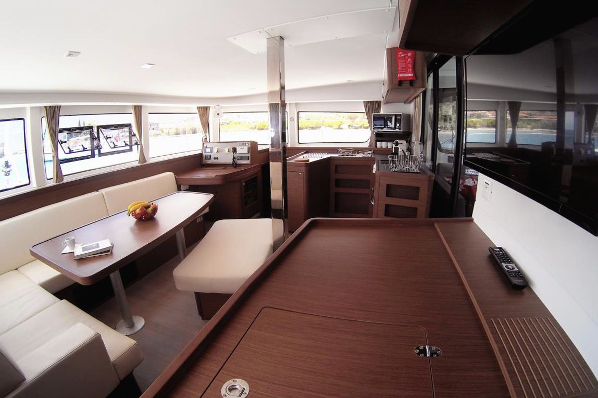 Salon of Athina, a Lagoon 42 catamaran at Gouvia, Greece