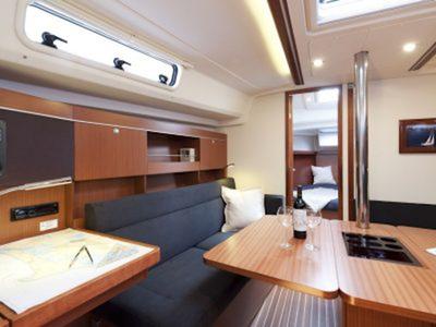 Salon of Happy Impuls, a Hanse Yachts Hanse 385 sailboat at Preveza, Greece