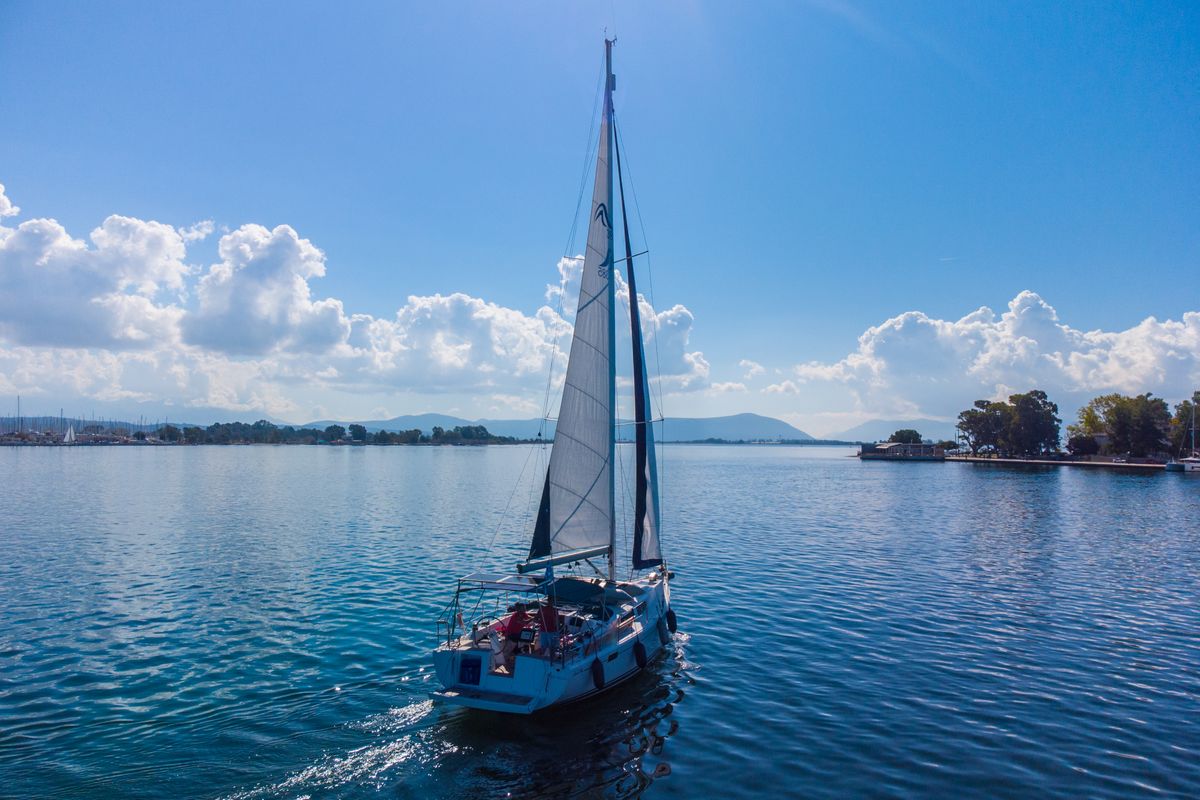 Exterior view of Happy Impuls, a Hanse Yachts Hanse 385 sailboat at Preveza, Greece