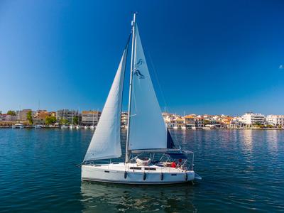 Exterior view of Happy Impuls, a Hanse Yachts Hanse 385 sailboat at Preveza, Greece