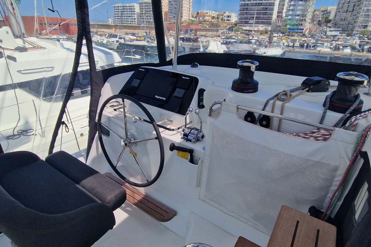 Cockpit of Best Elli, a Lagoon 42 catamaran at Split, Croatia