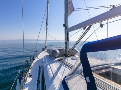 Cockpit of Anima Maris III, a Beneteau Oceanis 38.1 sailboat at Split, Croatia