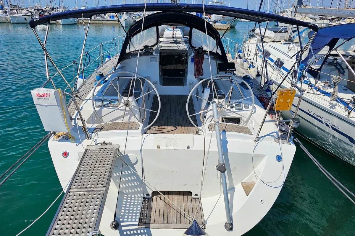 Cockpit of Morning Light, a Elan 45 sailboat at Izola / Isola, Slovenia