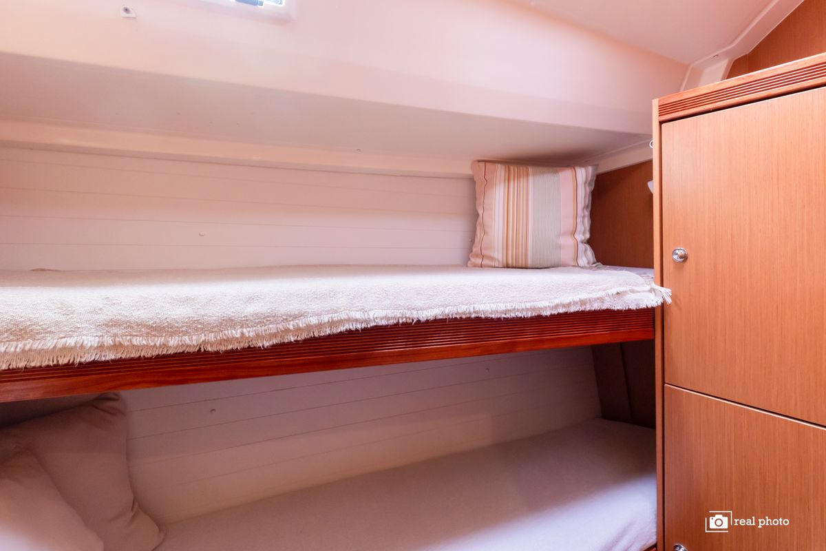 Cabin on Aladar - Solar Panel, a Bavaria Cruiser 50 sailboat at Puntone di Scarlino, Italy