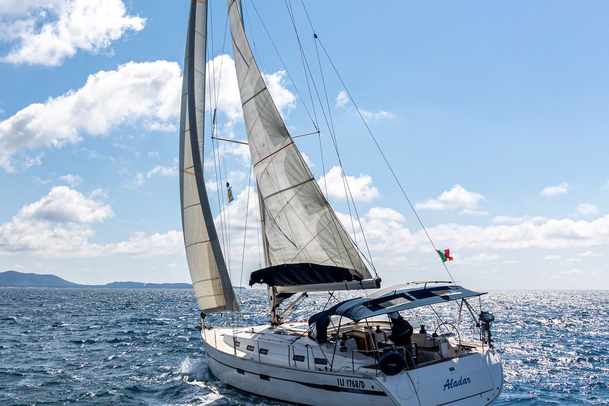Exterior view of Aladar - Solar Panel, a Bavaria Cruiser 50 sailboat at Puntone di Scarlino, Italy