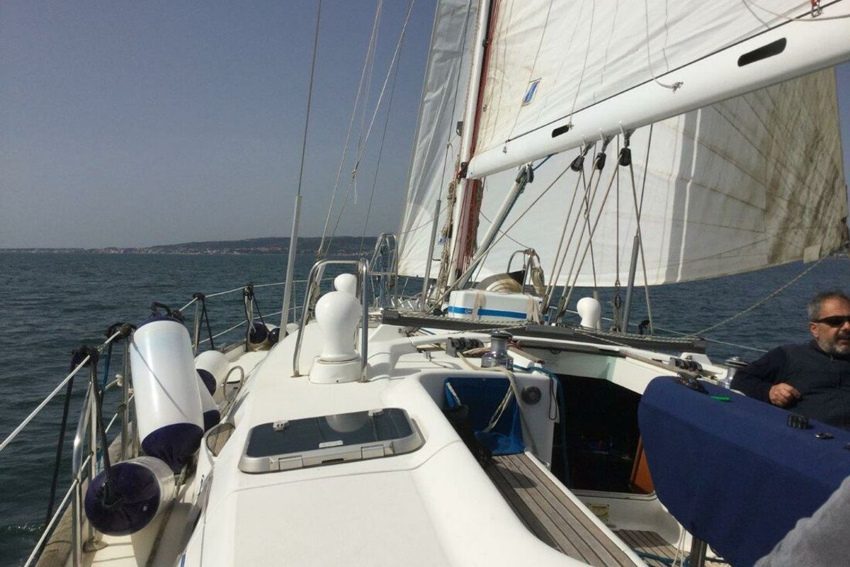 Deck of Tetina, a Beneteau 50 sailboat at Municipal Unit of Lefkada, Greece
