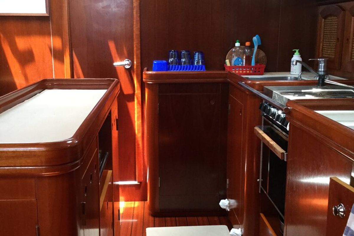 Galley of Tetina, a Beneteau 50 sailboat at Municipal Unit of Lefkada, Greece