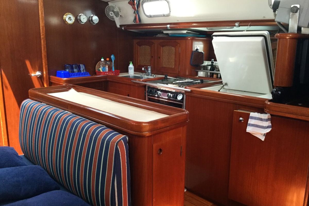 Galley of Tetina, a Beneteau 50 sailboat at Municipal Unit of Lefkada, Greece