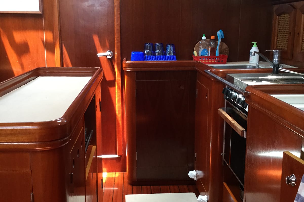 Galley of Tetina, a Beneteau 50 sailboat at Municipal Unit of Lefkada, Greece