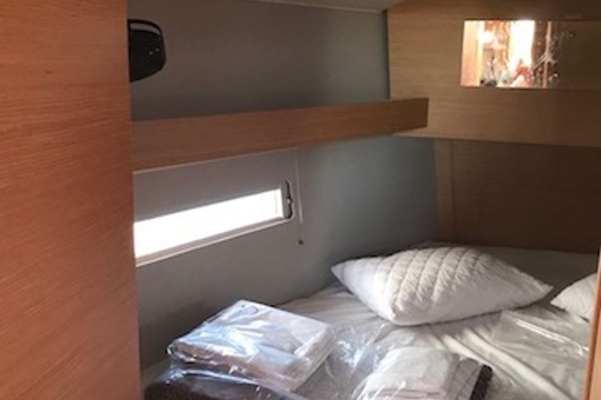 Cabin on Alexia, a Dufour 390 Grand Large sailboat at Athens, Greece
