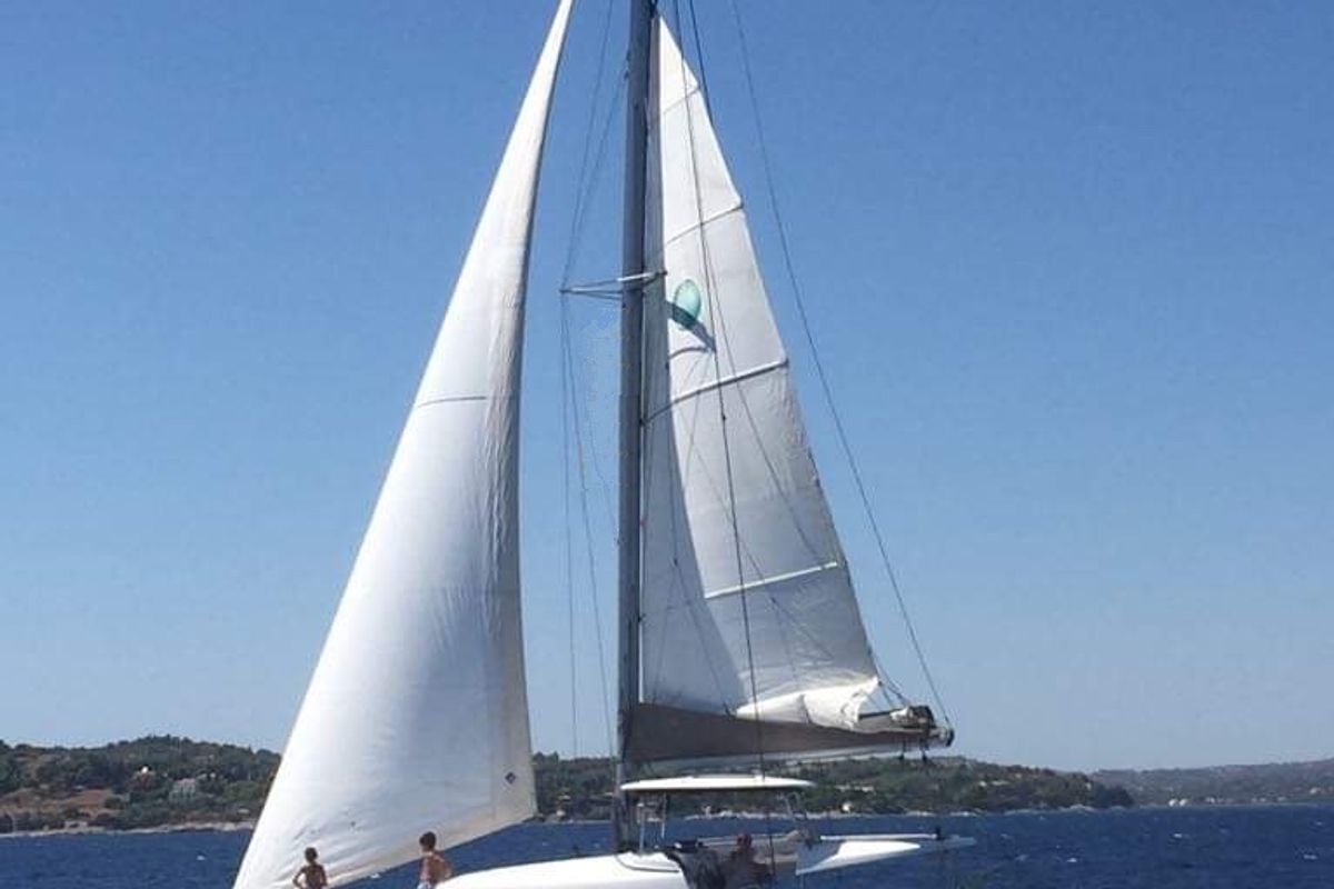 Exterior view of Nyami Nyami, a Lagoon 42 catamaran at Municipal Unit of Lefkada, Greece