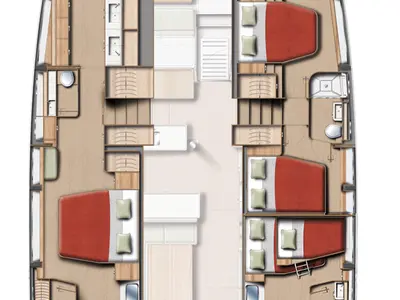 Floor plan of SeaYou, a Bali 5.2 catamaran at Hyères, France