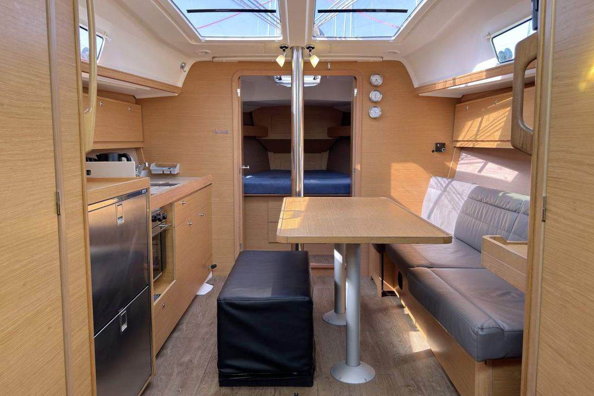 Salon of Herbie, a Dufour 382 GL sailboat at Flensburg, Germany