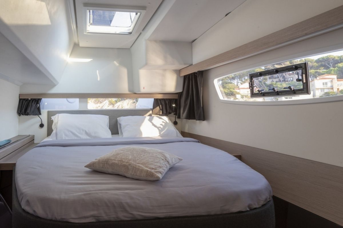 Cabin on Ares X, a Fountaine Pajot Isla 40 catamaran at Marmaris, Turkey