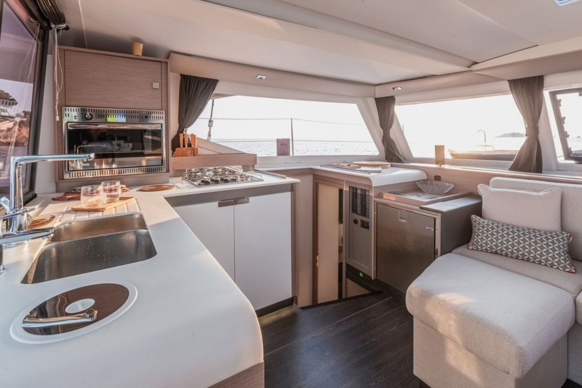 Galley of Ares X, a Fountaine Pajot Isla 40 catamaran at Marmaris, Turkey