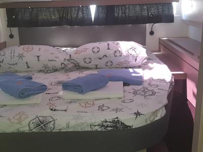 Cabin on Ares X, a Fountaine Pajot Isla 40 catamaran at Marmaris, Turkey