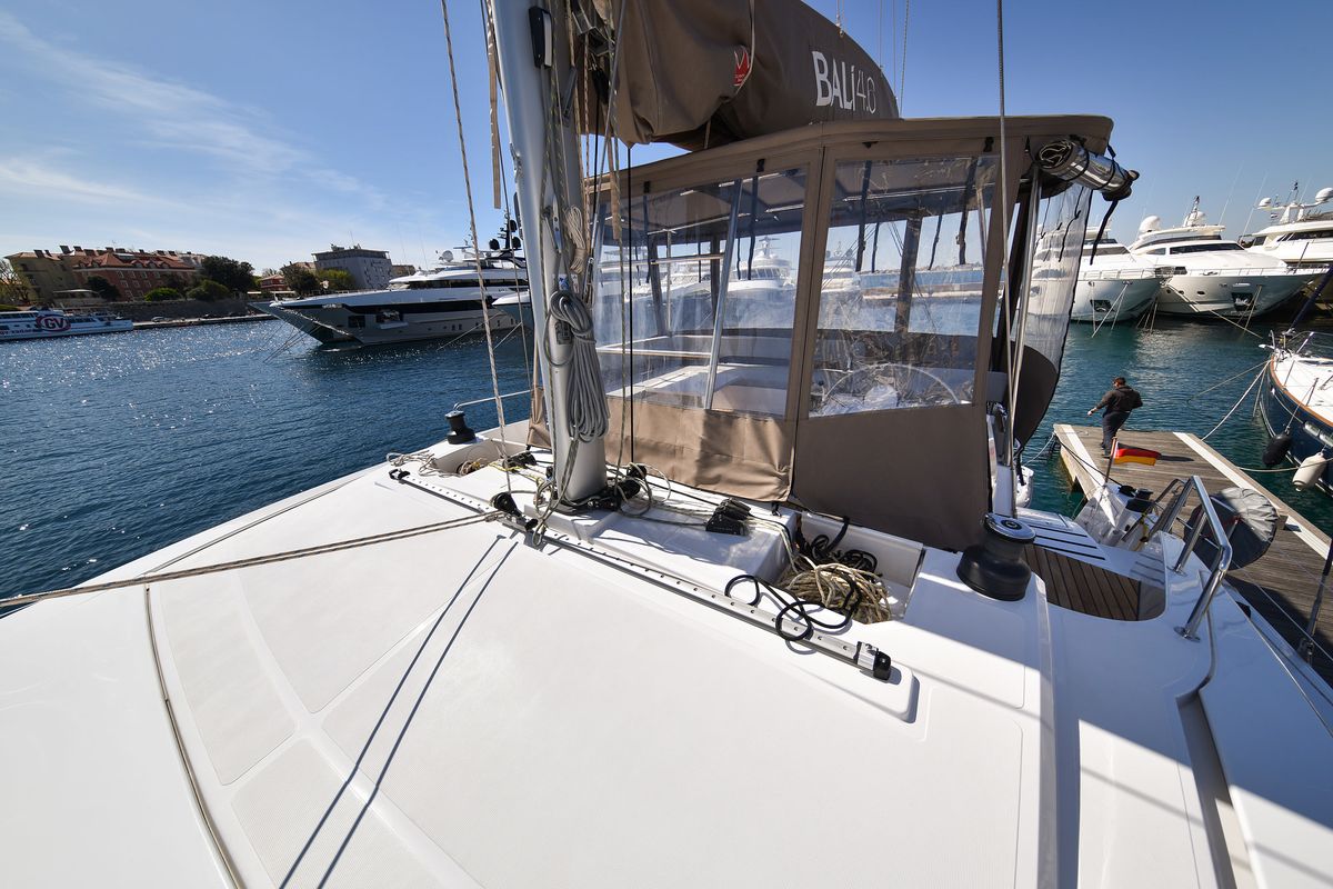 Deck of DESTINY, a Bali 4.6 catamaran at Zadar, Croatia