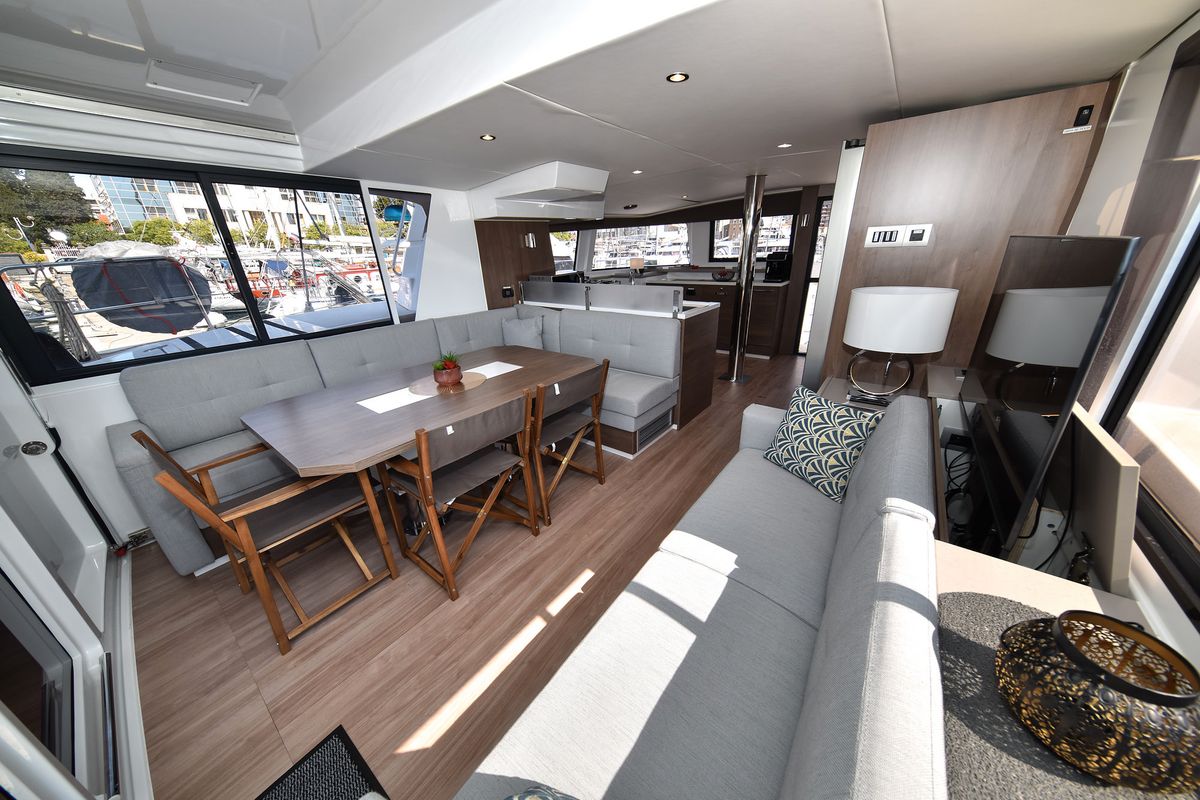 Salon of DESTINY, a Bali 4.6 catamaran at Zadar, Croatia