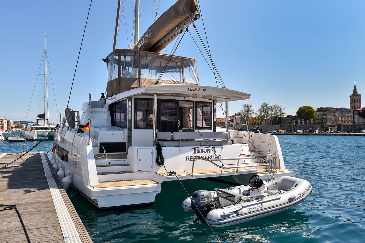 Exterior view of DESTINY, a Bali 4.6 catamaran at Zadar, Croatia