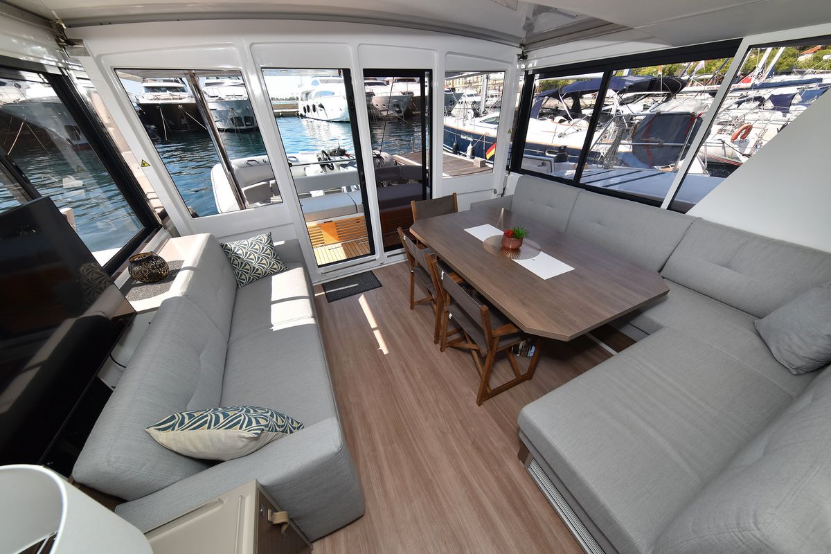 Salon of DESTINY, a Bali 4.6 catamaran at Zadar, Croatia
