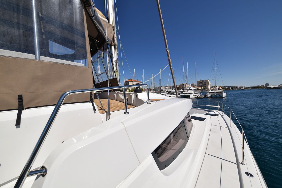 Deck of DESTINY, a Bali 4.6 catamaran at Zadar, Croatia